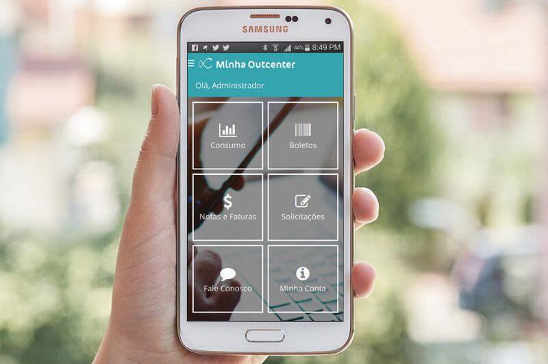 Aplicativo Minha Outcenter desenvolvido pela aplico soluções